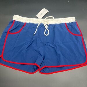 Men’s Coofandy swim trunks‎ size XL built in underwear. Blue red white. NWT